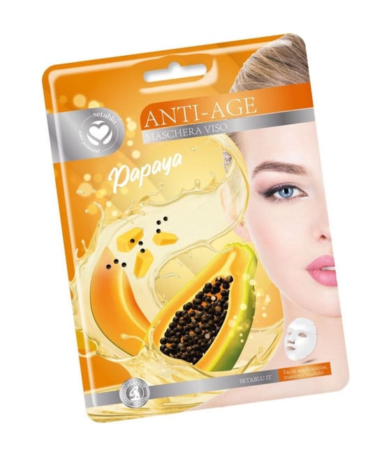MASCHERA VISO ALLA PAPAYA IN TESSUTO ANTI-ETÀ PER CURA DELLA PELLE