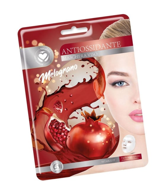 MASCHERA VISO AL MELOGRANO IN TESSUTO ANTIOSSIDANTE PER CURA PELLE
