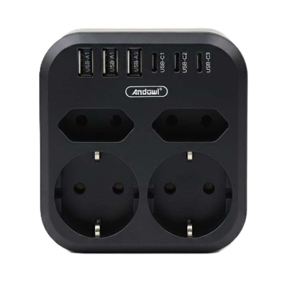 MULTIPRESA 10IN1 A 4 SLOT CON 6 PORTE DI RICARICA RAPIDA 3500W Q-PX320