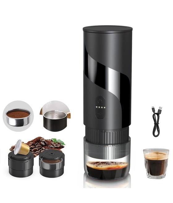 MACCHINA PER CAFFÈ ESPRESSO PORTATILE RICARICABILE PER CAPSULE MACINATO