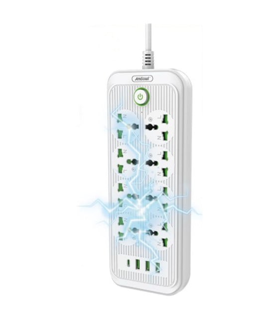 CIABATTA MULTIPRESA CORRENTE 8 PRESE 3 PORTE USB 1 PORTA PD 2500W Q-PX20