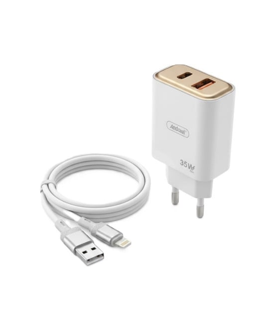 KIT CARICABATTERIE PORTE TYPE-C+USB DA 35W CAVO USB A LIGHTNING Q-CD45