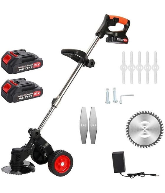 TAGLIAERBA TOSAERBA TAGLIABORDI ELETTRICO A BATTERIA 21V CON RUOTE Q-TW8