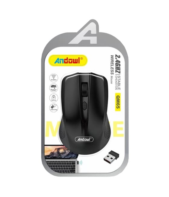 MOUSE WIRELESS 2.4 GHZ DONGLE USB SENSORE OTTICO DESIGN ERGONOMICO QM65
