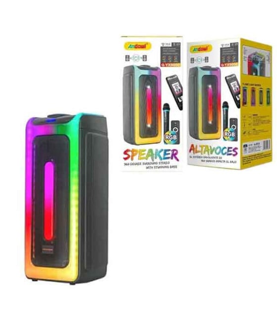 ALTOPARLANTE MICROFONO WIRELESS TELECOMANDO EFFETTI LUCE RGB Q-YX9000