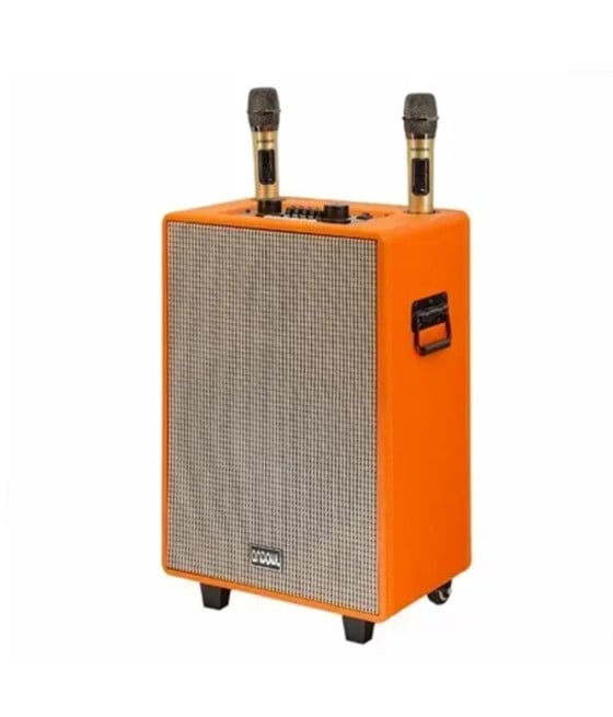 ALTOPARLANTE PORTATILE KARAOKE 2 MICROFONI WIRELESS TELECOMANDO RUOTE 12 MAX