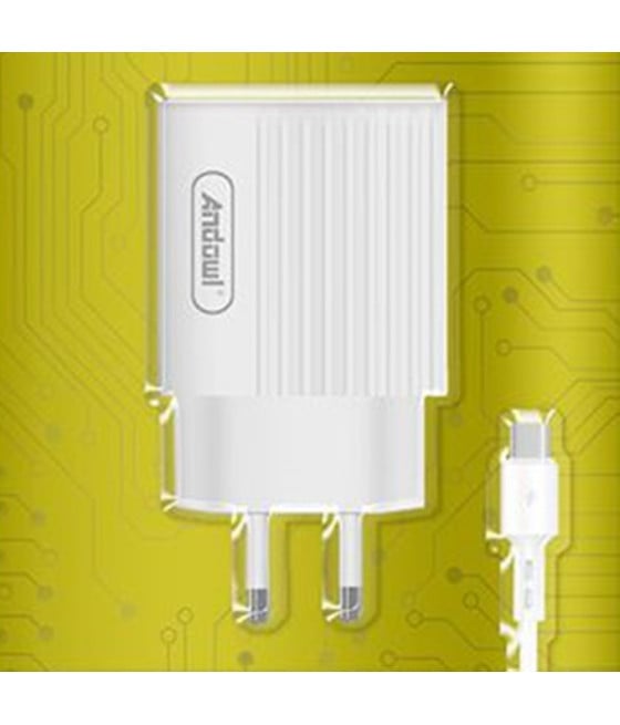 CARICABATTERIE 2 PORTE USB 3.1A CON CAVO TYPE-C RICARICA RAPIDA Q-CD661