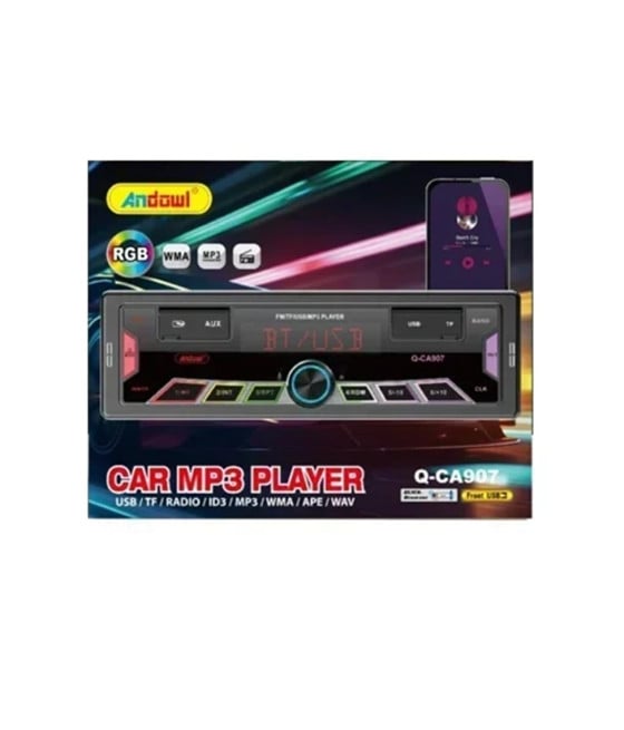 SISTEMA AUDIO PER AUTO LETTORE MP3 USB RADIO FM BLUETOOTH RGB Q-CA907