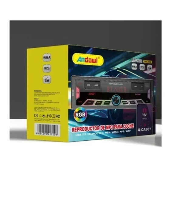 SISTEMA AUDIO PER AUTO LETTORE MP3 USB RADIO FM BLUETOOTH RGB Q-CA907