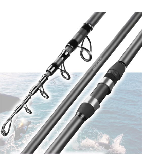 CANNA PESCA TELESCOPICA ULTRA LEGGERA IN FIBRA 3,6 MT MARE SPINNING