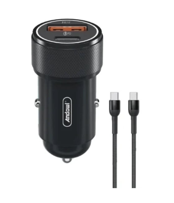 CARICABATTERIA AUTO 2 PORTE PD+QC3.0 CAVO 1MT 48W RICARICA RAPIDA Q-DC230