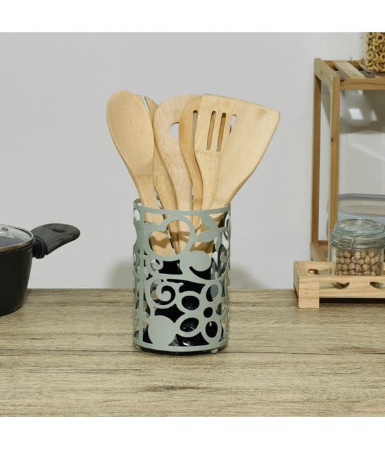PORTAUTENSILI CUCINA IN METALLO H16XØ11CM DESIGN TRAFORATO DECORATIVO
