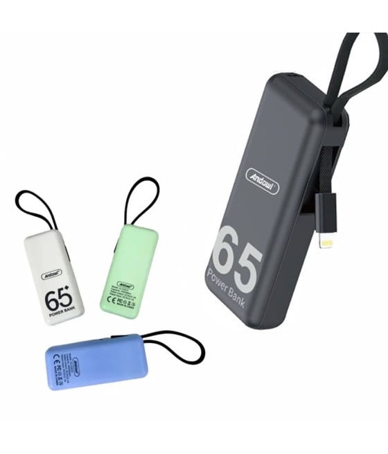 POWER BANK PORTATILE 6500MAH RICARICA RAPIDA CAVO LIGHTNING Q-CD632