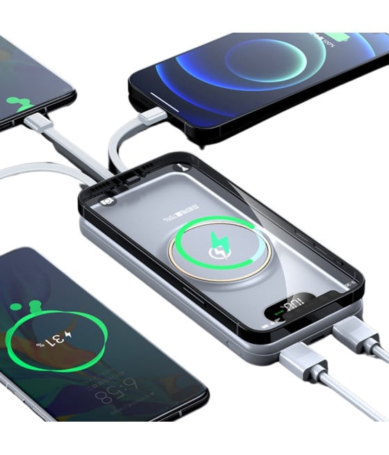 POWER BANK 12000MAH RICARICA MAGNETICA WIRELESS 5W CAVI INTEGRATI Q-DC22