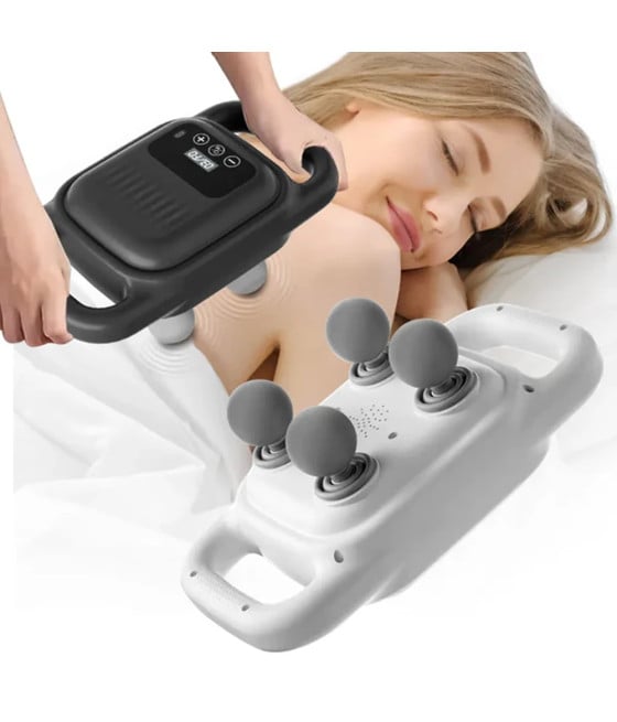 MASSAGGIATORE ELETTRICO PORTATILE RICARICABILE MASSAGGIO CORPO 4 TESTINE