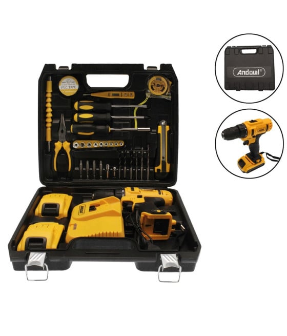 SET DI ATTREZZI TRAPANO AVVITATORE ELETTRICO A BATTERIA 24V 2X5AH Q-GJ011