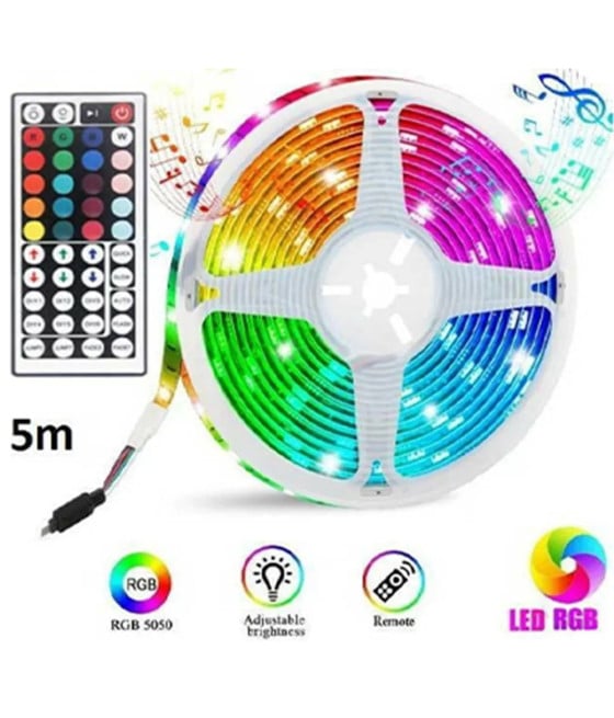 STRISCIA LED RGB 5050 12V 5MT IMPERMEABILE IP67 CON TELECOMANDO Q-DT55