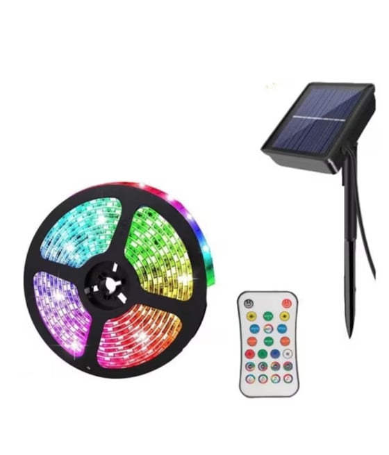 STRISCIA A LED RGB DA 5 MT CON PANNELLO SOLARE TELECOMANDO Q-ZD933