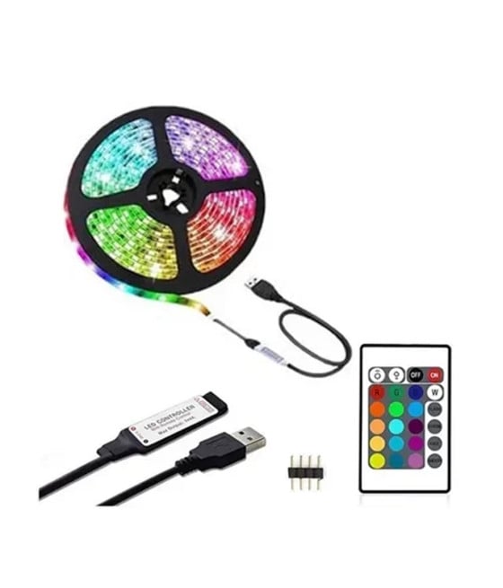 STRISCIA A LED RGB 10MT CON TELECOMANDO USB 5V 5050 IMPERMEABILE Q-DT75
