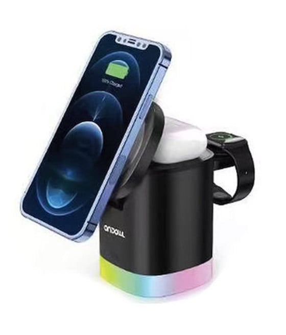 CARICABATTERIE WIRELESS MAGNETICA RAPIDO 3IN1 QI PAD 20W LUCI RGB Q-A63