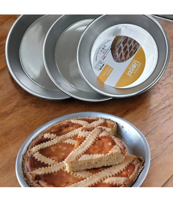 TRIS TEGLIE RUOTI PER PASTIERA CROSTATA STAMPO IN ALLUMINIO 22-26-30CM