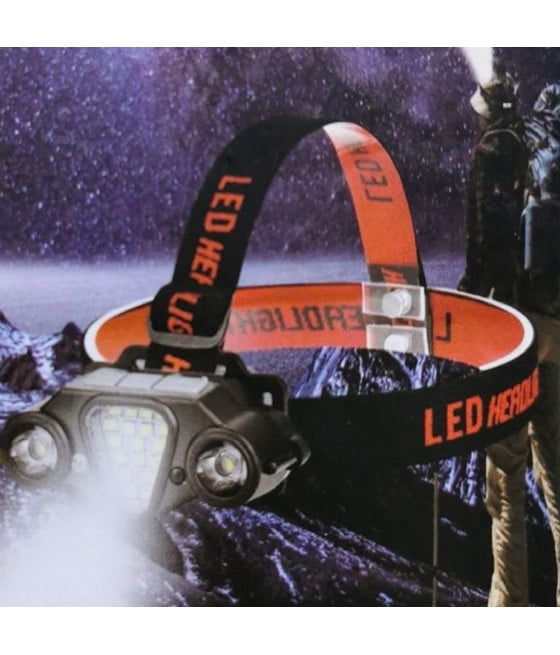 LAMPADA FRONTALE LED DA TESTA FASCIA REGOLABILE RICARICABILE USB Q-T33D