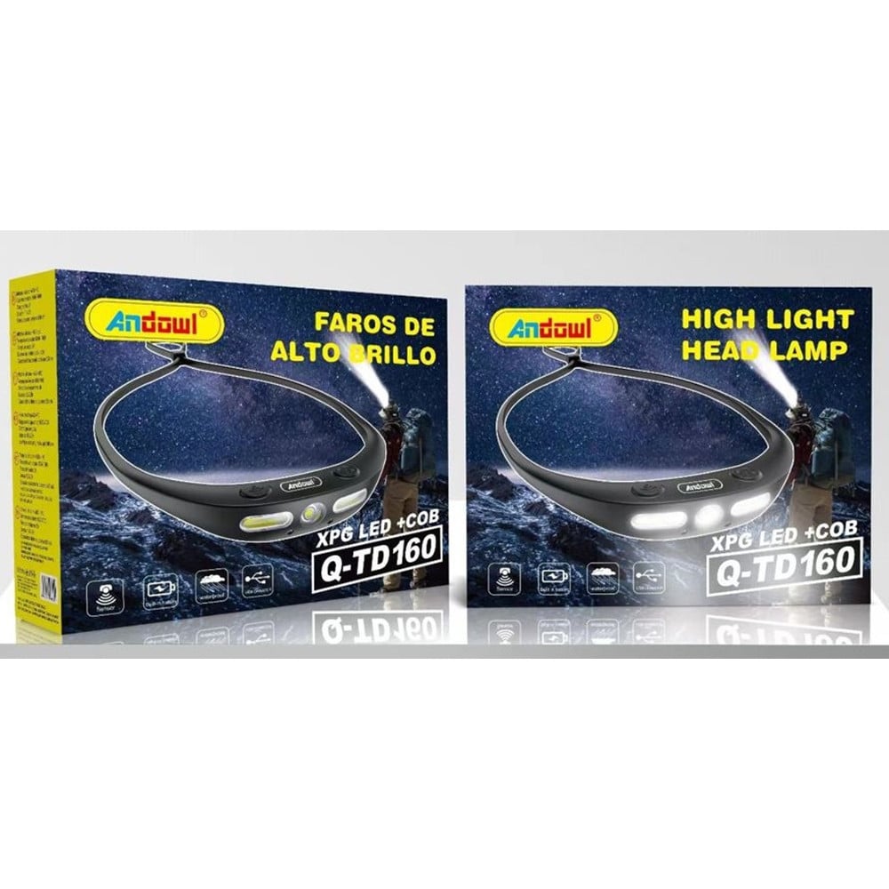 LAMPADA FRONTALE XPG LED + COB RICARICABILE SENSORE MOVIMENTO Q-TD160