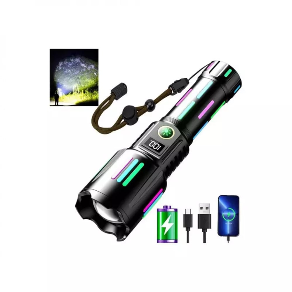 TORCIA LED RICARICABILE PORTATILE IMPERMEABILE ZOOM TELESCOPICO P45