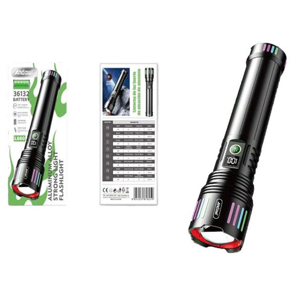 TORCIA LUCE POTENTE LED ELETTRICA PORTATILE RICARICABILE ZOOM L660