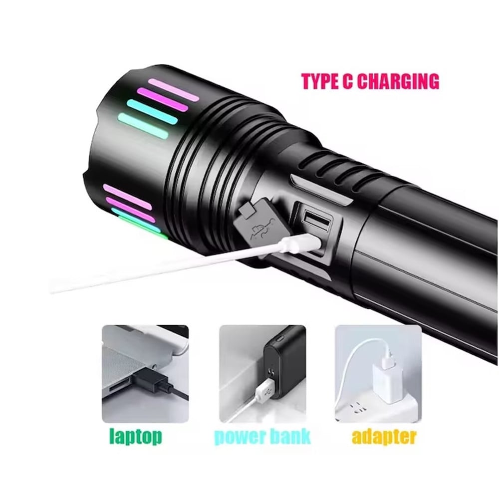 TORCIA LUCE POTENTE LED ELETTRICA PORTATILE RICARICABILE ZOOM L660
