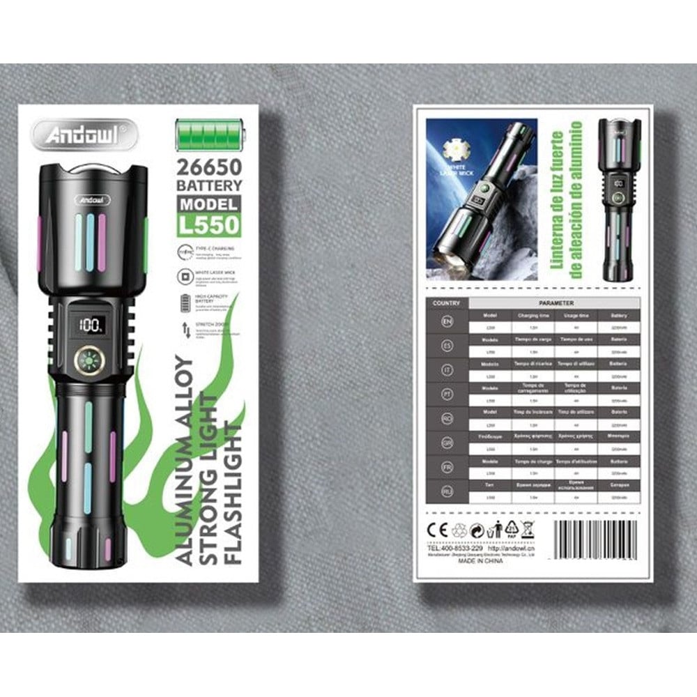 TORCIA LED IN LEGA ALLUMINIO AD ALTA LUMINOSITÀ RICARICABILE ZOOM L550