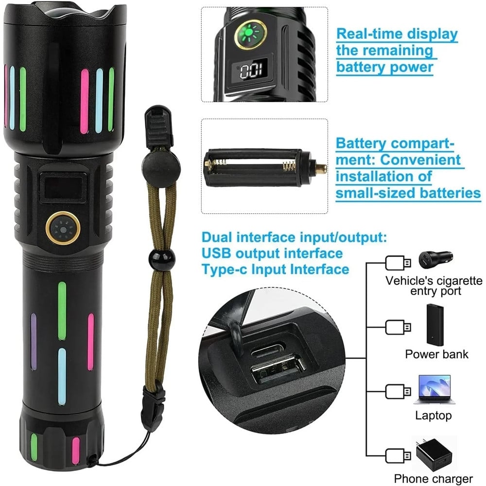 TORCIA LED IN LEGA ALLUMINIO AD ALTA LUMINOSITÀ RICARICABILE ZOOM L550