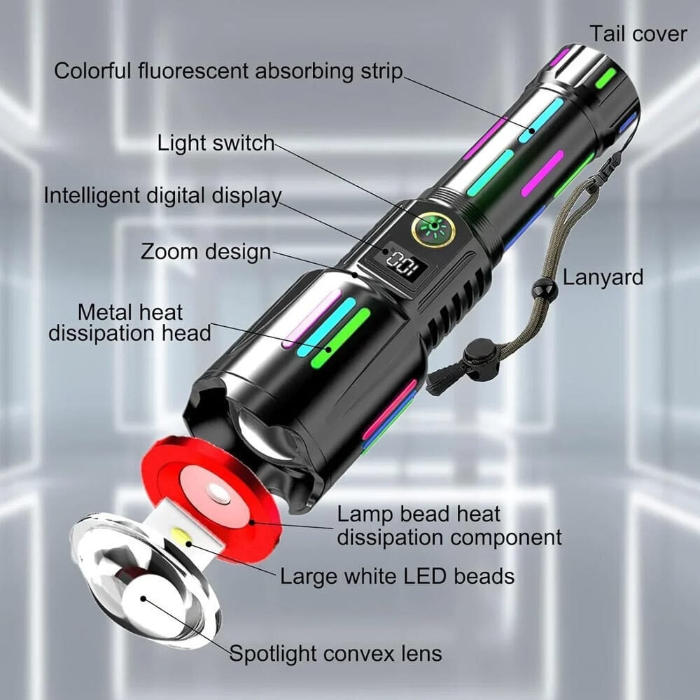 TORCIA LED RICARICABILE PORTATILE CON STOPPINO LASER BIANCO Q-ST69