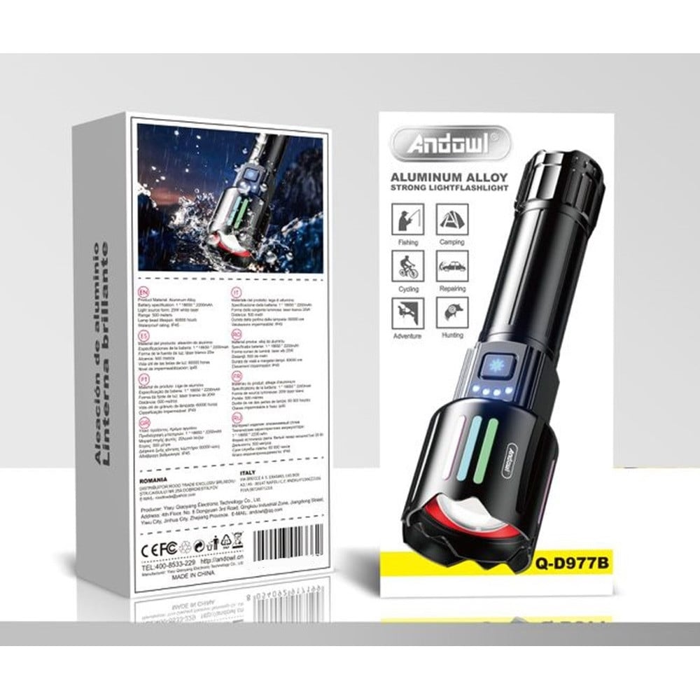 TORCIA ELETTRICA IN ALLUMINIO RICARICABILE LED IMPERMEABILE Q-D977B