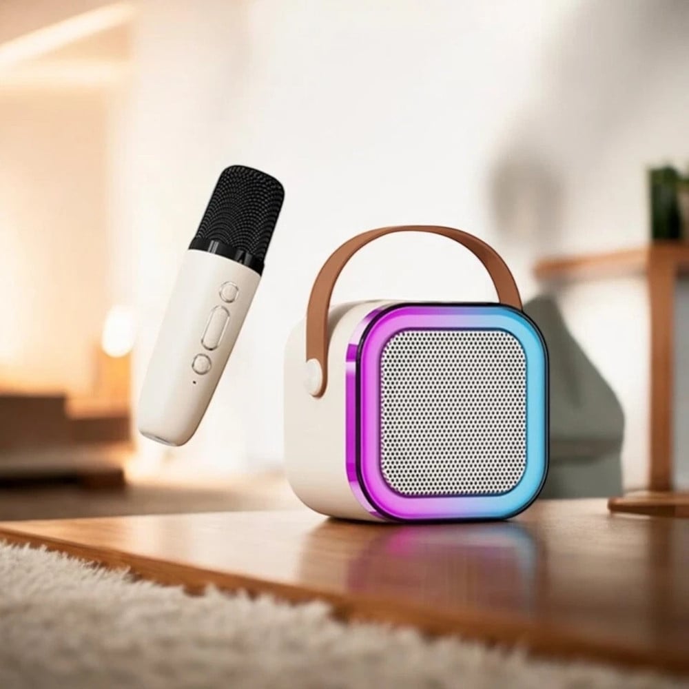 ALTOPARLANTE PORTATILE KARAOKE 2 MICROFONI WIRELESS LUCI RGB BLUETOOTH