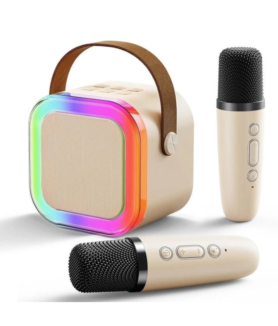 ALTOPARLANTE PORTATILE KARAOKE 2 MICROFONI WIRELESS LUCI RGB BLUETOOTH