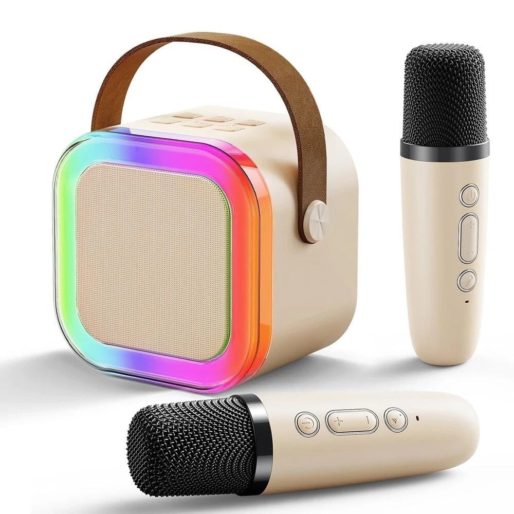 ALTOPARLANTE PORTATILE KARAOKE 2 MICROFONI WIRELESS LUCI RGB BLUETOOTH