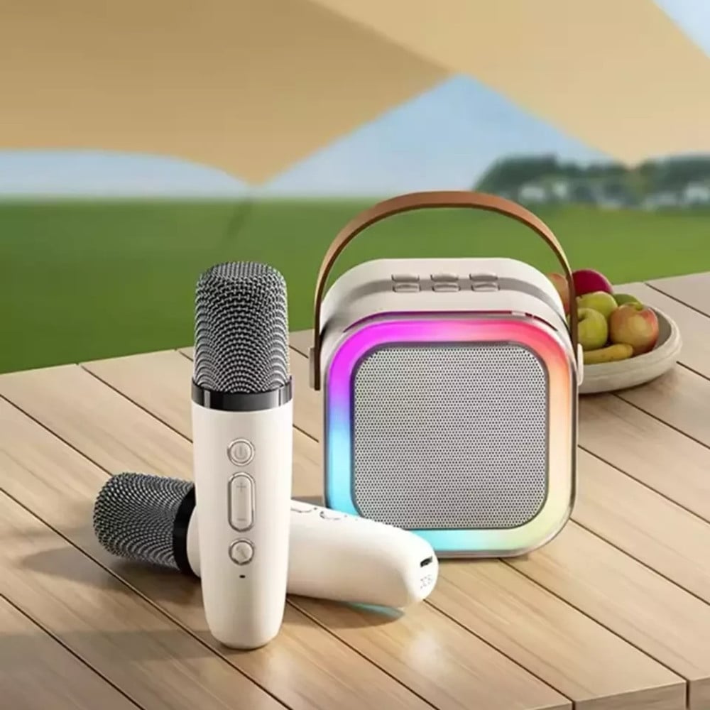 ALTOPARLANTE PORTATILE KARAOKE 2 MICROFONI WIRELESS LUCI RGB BLUETOOTH