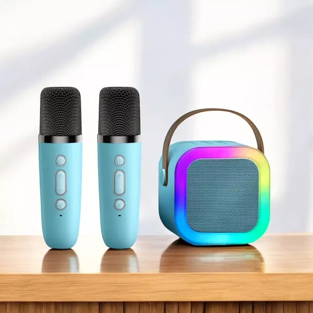 ALTOPARLANTE PORTATILE KARAOKE 2 MICROFONI WIRELESS LUCI RGB BLUETOOTH