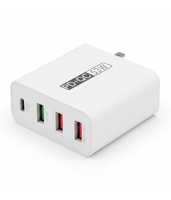 CARICABATTERIE 53W RICARICA RAPIDA PD + QC 3.0 CON 3 USB + 1 TYPE-C WLX-A6