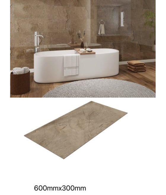 Pannello effetto pietra beige 600x300 mm rivestimento parete bagno