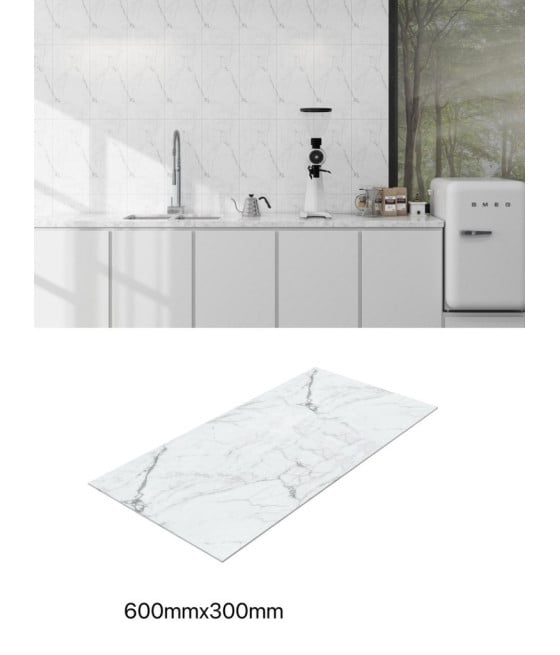 Pannello effetto marmo bianco 600x300 mm rivestimento parete bagno