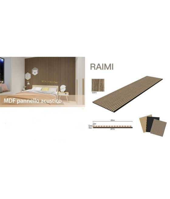 Pannello acustico MDF effetto legno 600x2400 mm fonoassorbente