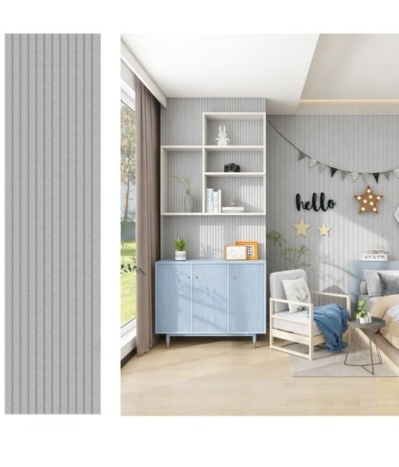Pannello decorativo 3D grigio 600x2400 mm parete a doghe moderne
