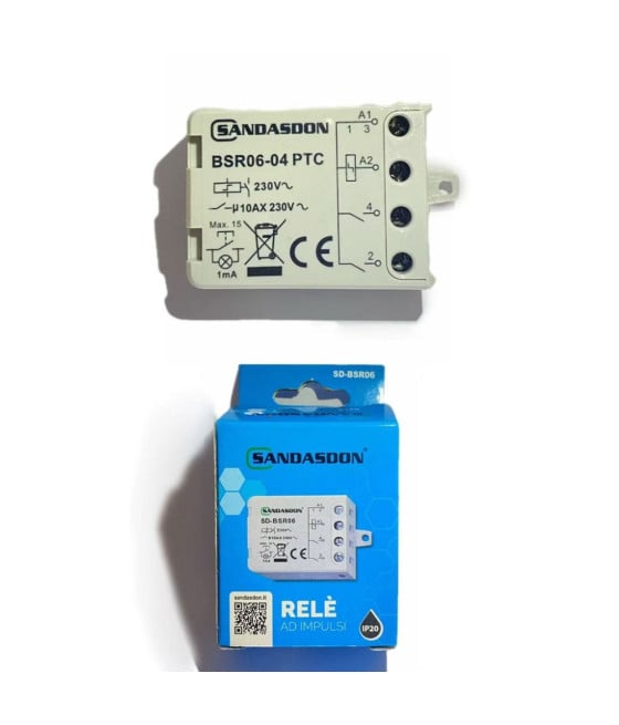 Relè ad impulsi commutatore 230V 10A Sandasdon BSR06-04 per luci