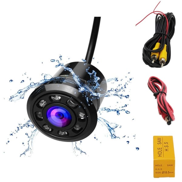 170° RETROCAMERA TELECAMERA RETROMARCIA 8 LED A MOLLA MINI A COLORI AUTO SUV