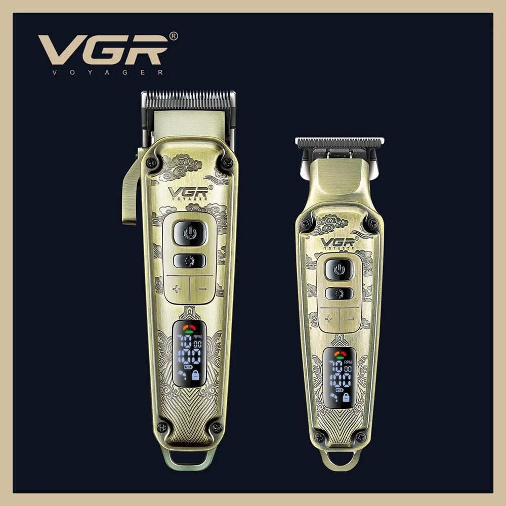 VGR V-643 Tagliacapelli Professionale + Trimmer Barber Kit 2in1