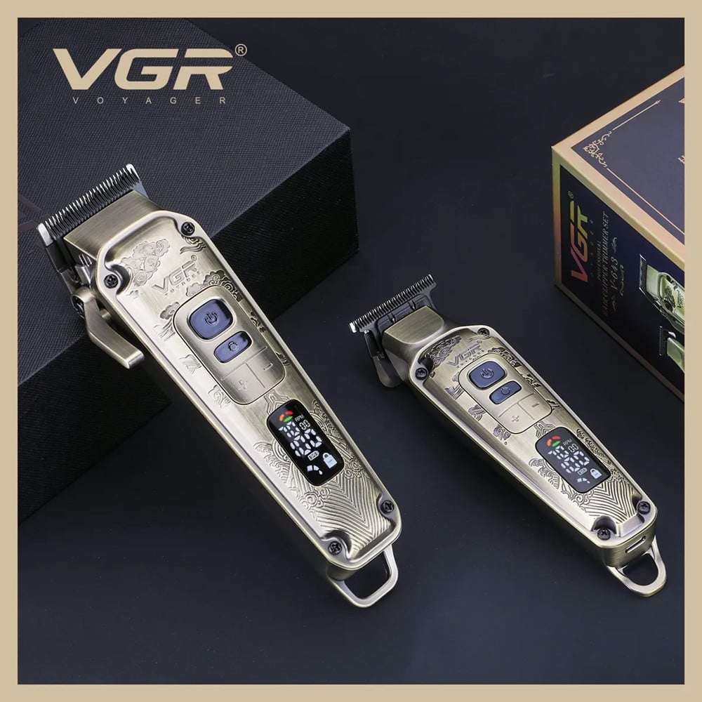 VGR V-643 Tagliacapelli Professionale + Trimmer Barber Kit 2in1