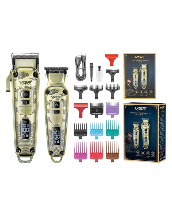 VGR V-643 Tagliacapelli Professionale + Trimmer Barber Kit 2in1