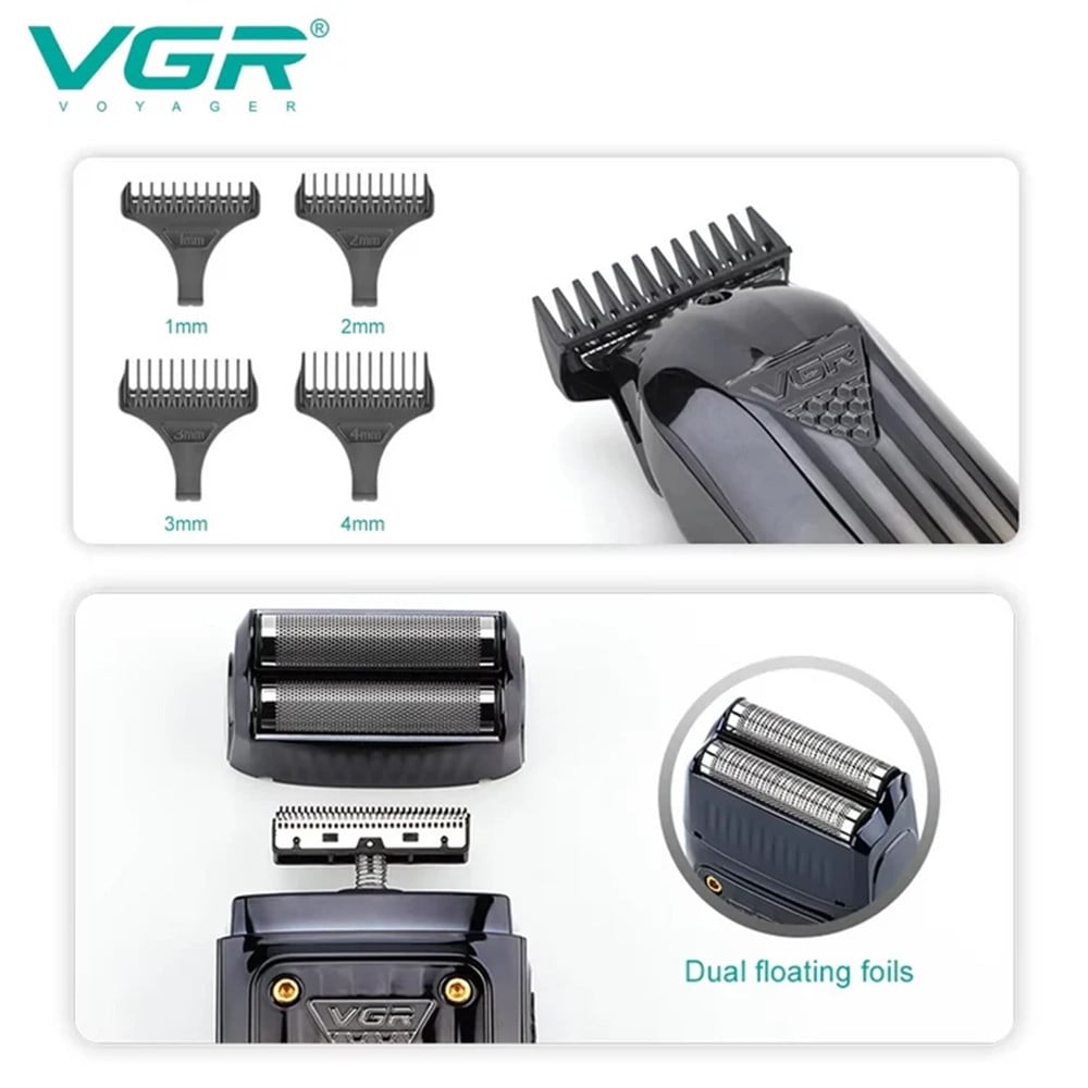 VGR V-644 Tagliacapelli Professionale Trimmer Barber Rasoio Kit 3in1